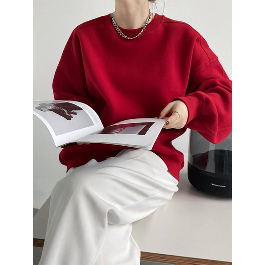 Korean Style Wine Red Pullover Top in - by Malbusaat