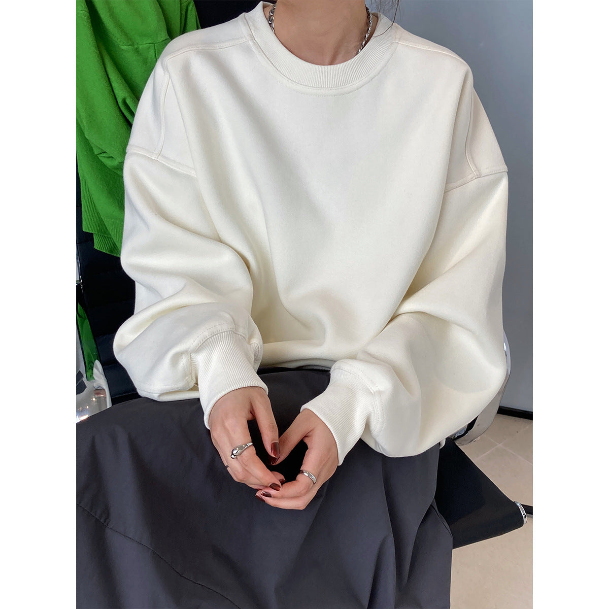 Korean Style Wine Red Pullover Top in Milk Apricot - by Malbusaat