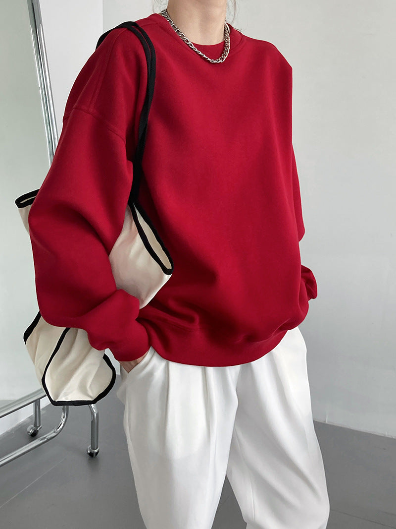 Korean Style Wine Red Pullover Top in - by Malbusaat