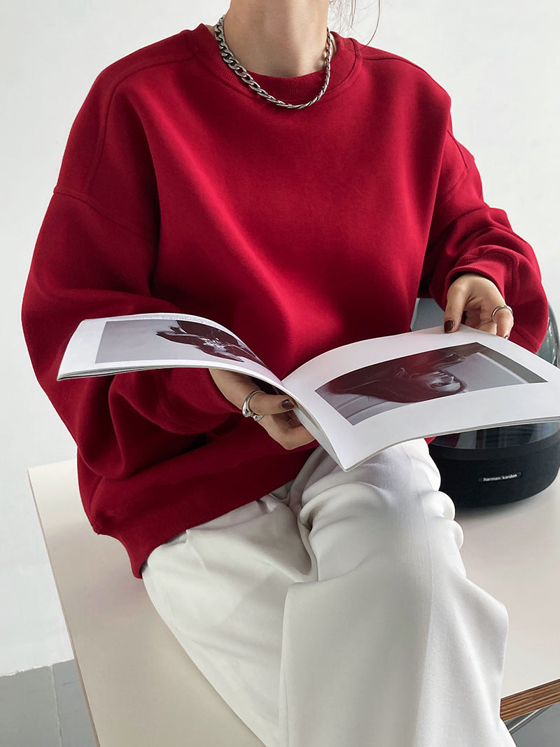 Korean Style Wine Red Pullover Top in - by Malbusaat