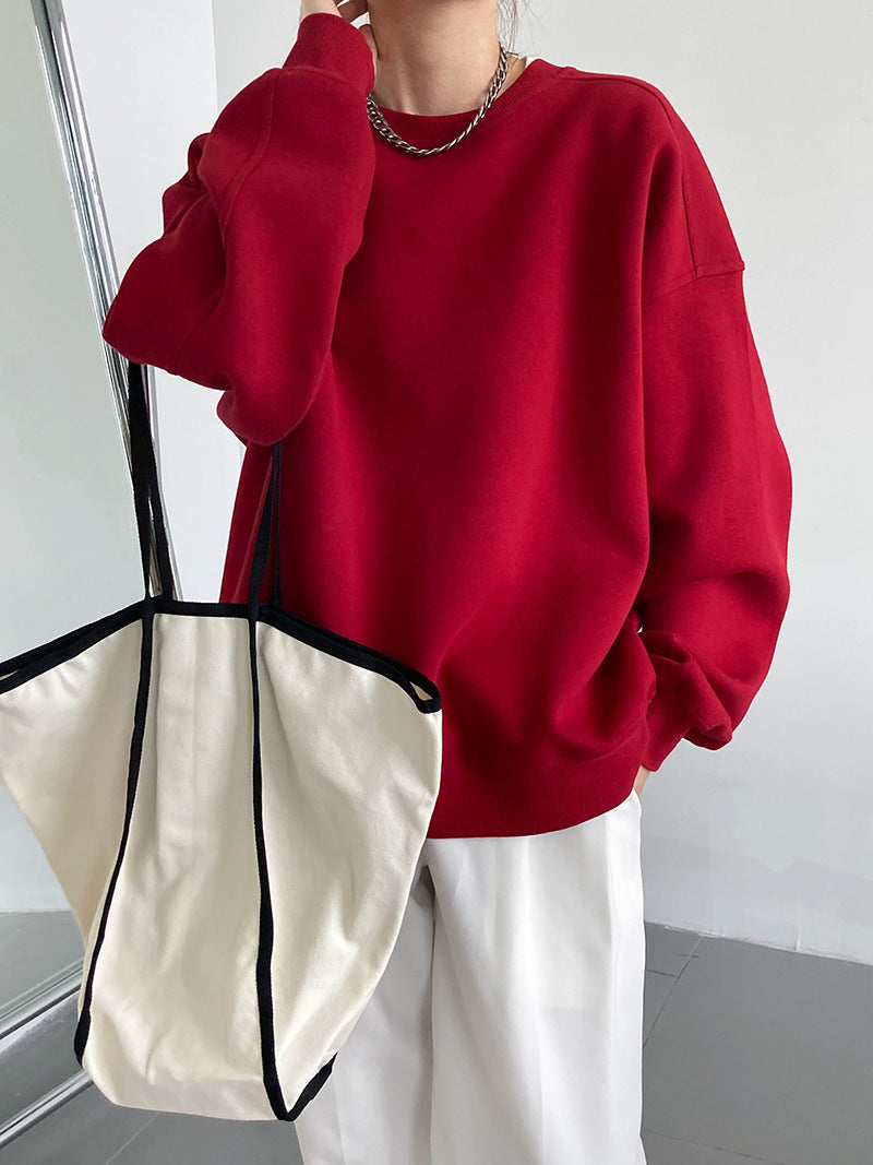 Korean Style Wine Red Pullover Top in - by Malbusaat