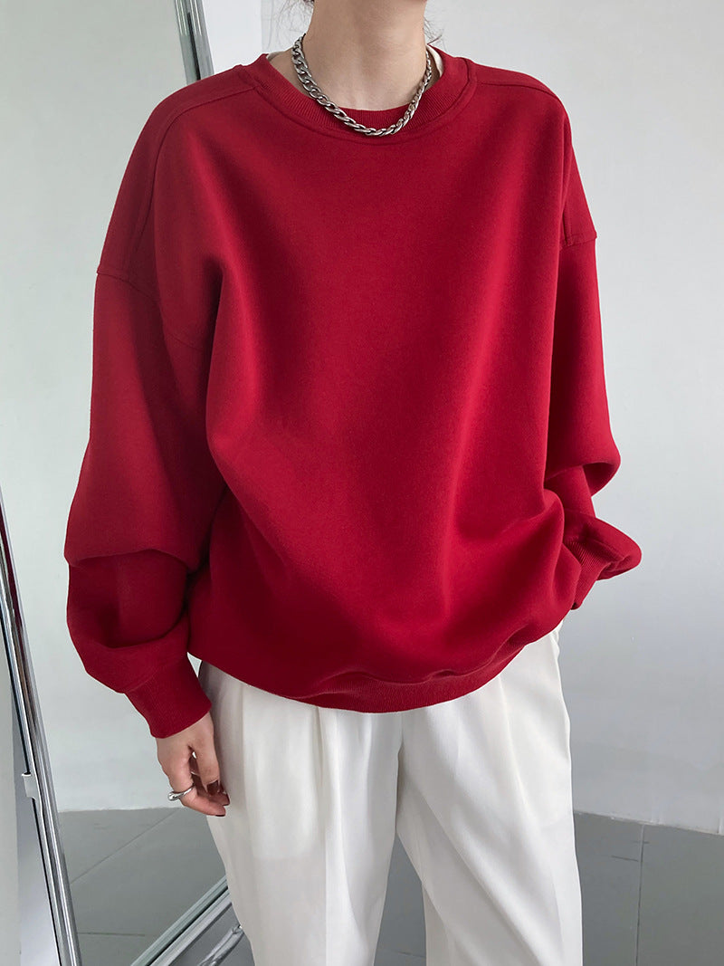 Korean Style Wine Red Pullover Top in - by Malbusaat