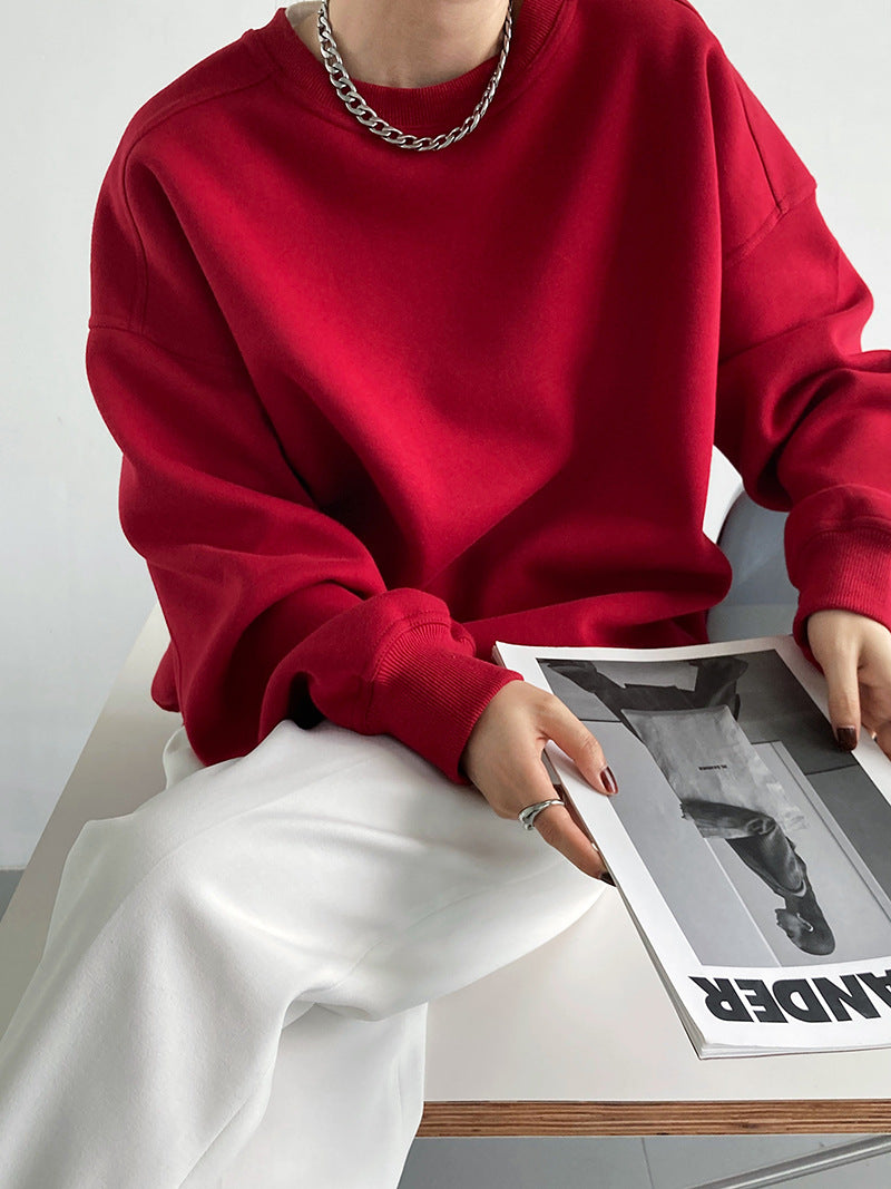 Korean Style Wine Red Pullover Top in - by Malbusaat
