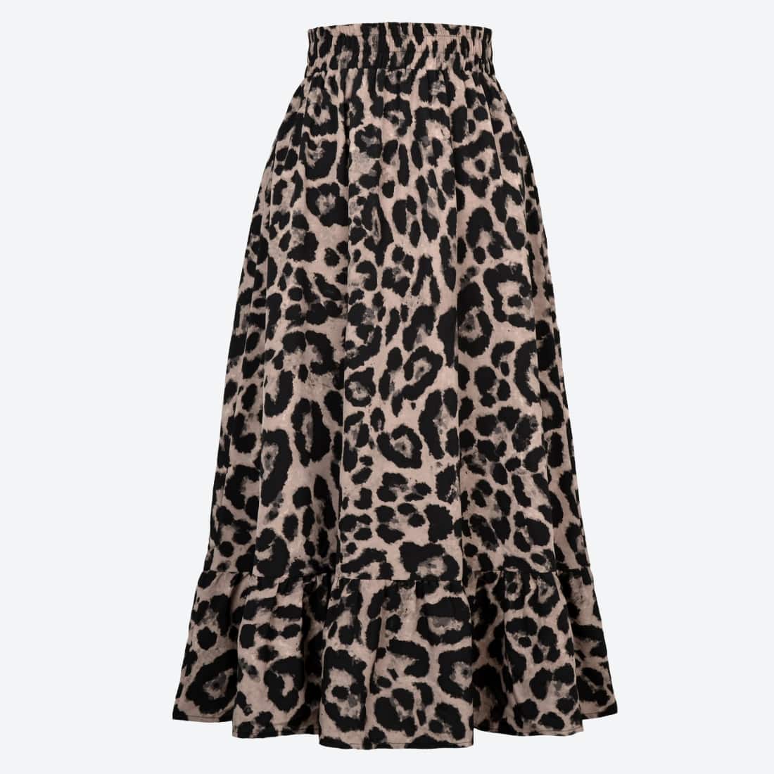 Leopard High Waist Loose Swing Skirt in - by Malbusaat