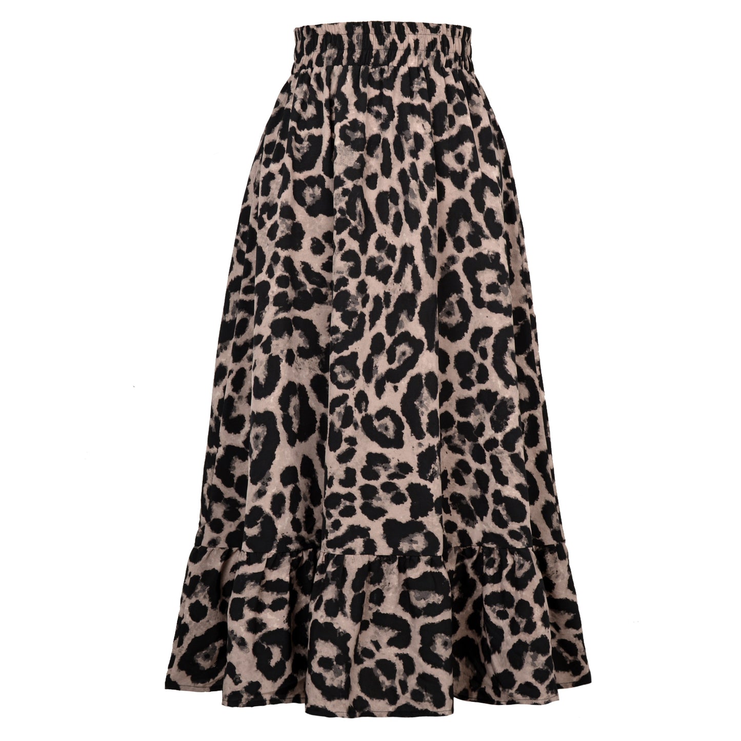 Leopard High Waist Loose Swing Skirt in Gray - by Malbusaat