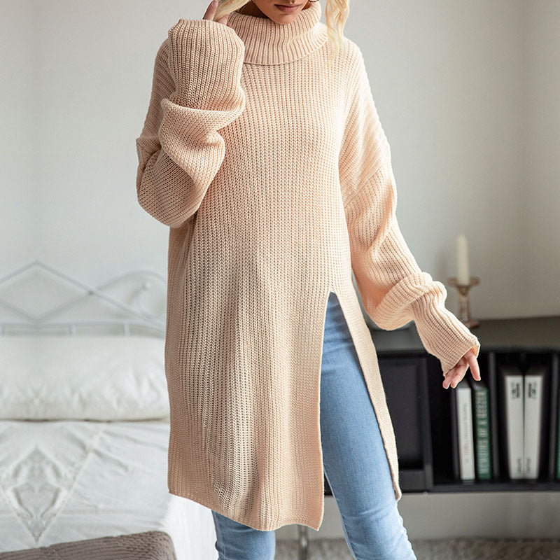 Long Sleeve High Collar Sweater Top in - by Malbusaat