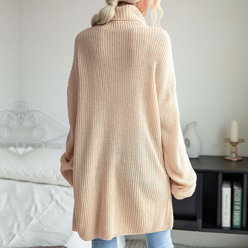 Long Sleeve High Collar Sweater Top in - by Malbusaat