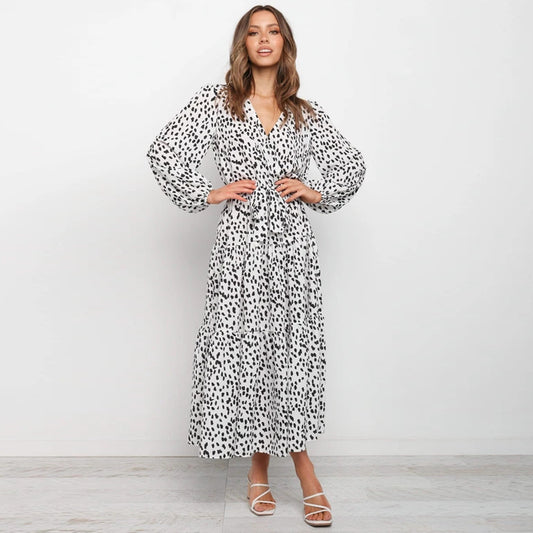 Long Sleeve Loose Pleated Dress in - by Malbusaat
