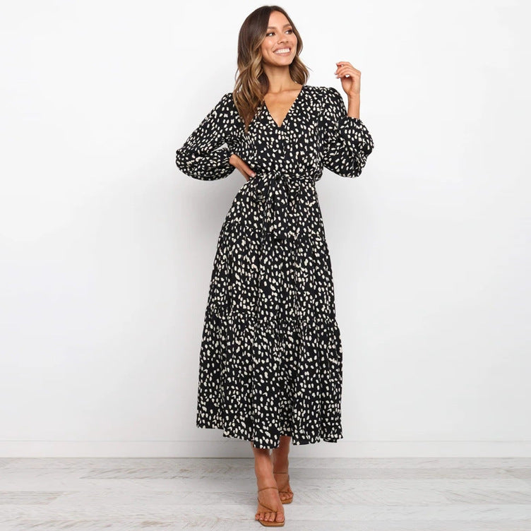 Long Sleeve Loose Pleated Dress in - by Malbusaat