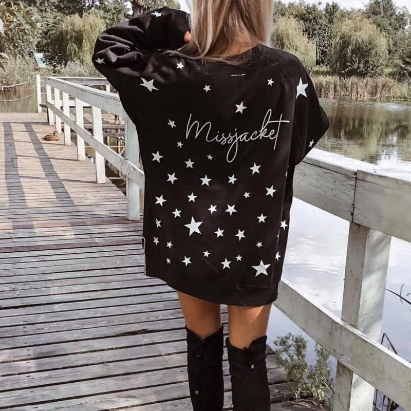 Long Sleeve Stars Print Sweatshirt in - by Malbusaat