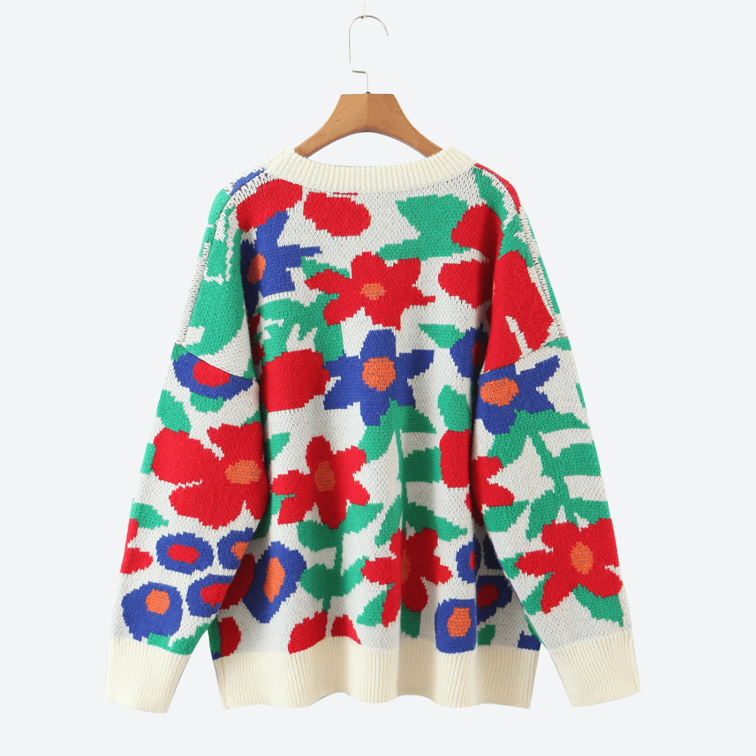 Loose Floral Knitted Sweater in - by Malbusaat