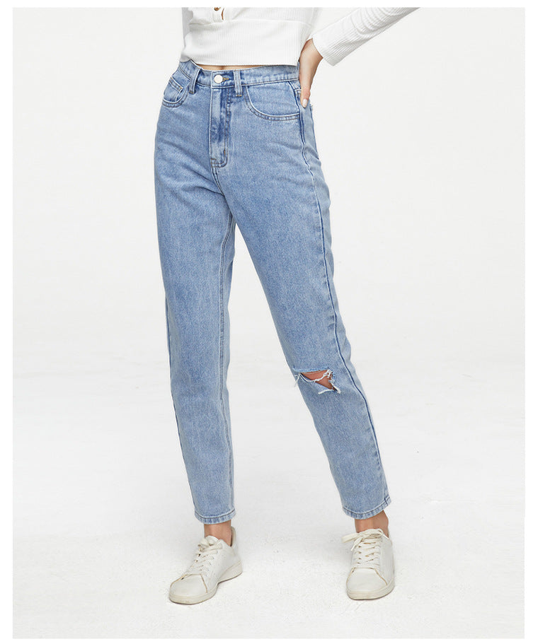 Loose Straight Wide-Leg Ripped Jeans in - by Malbusaat