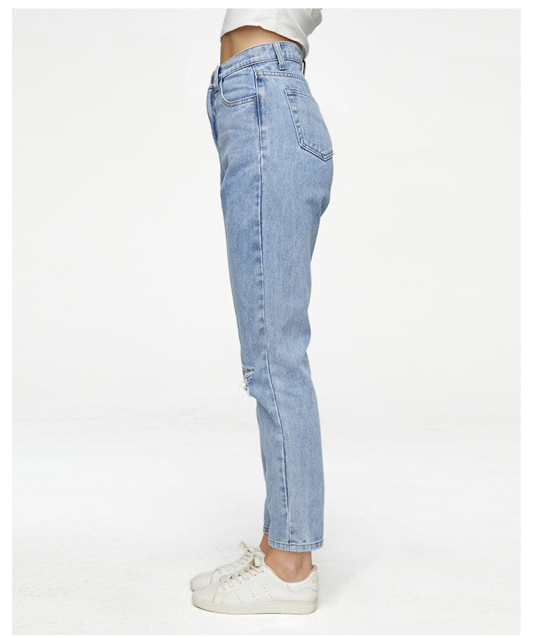 Loose Straight Wide-Leg Ripped Jeans in - by Malbusaat