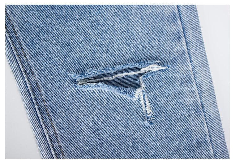 Loose Straight Wide-Leg Ripped Jeans in - by Malbusaat