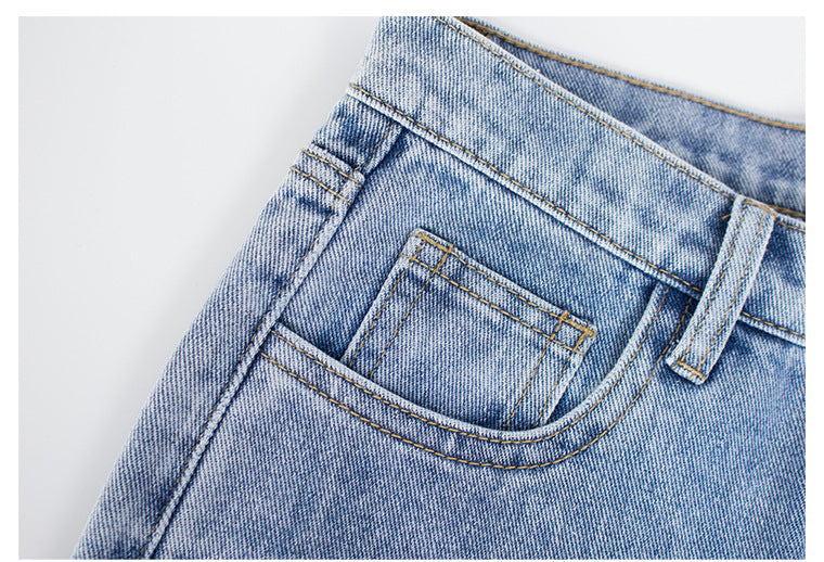 Loose Straight Wide-Leg Ripped Jeans in - by Malbusaat