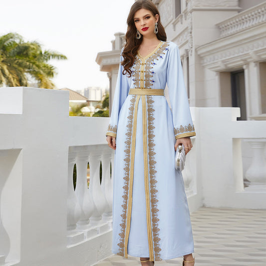 Moroccan Caftan Formal Dress in Blue XL - by Malbusaat