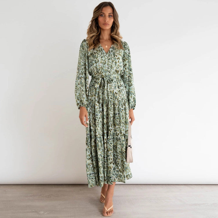 Long Sleeve Loose Pleated Dress in - by Malbusaat