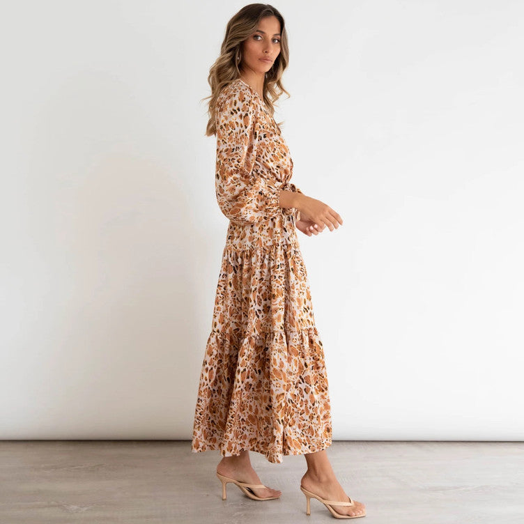 Long Sleeve Loose Pleated Dress in - by Malbusaat