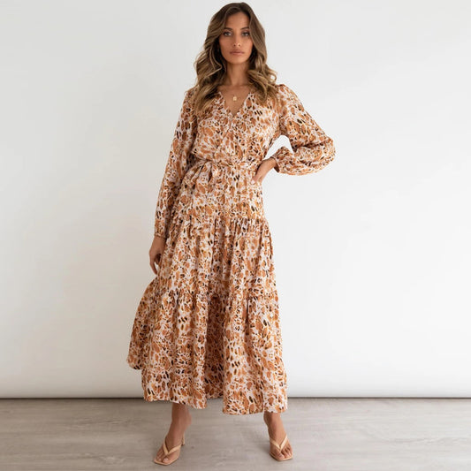 Long Sleeve Loose Pleated Dress in - by Malbusaat
