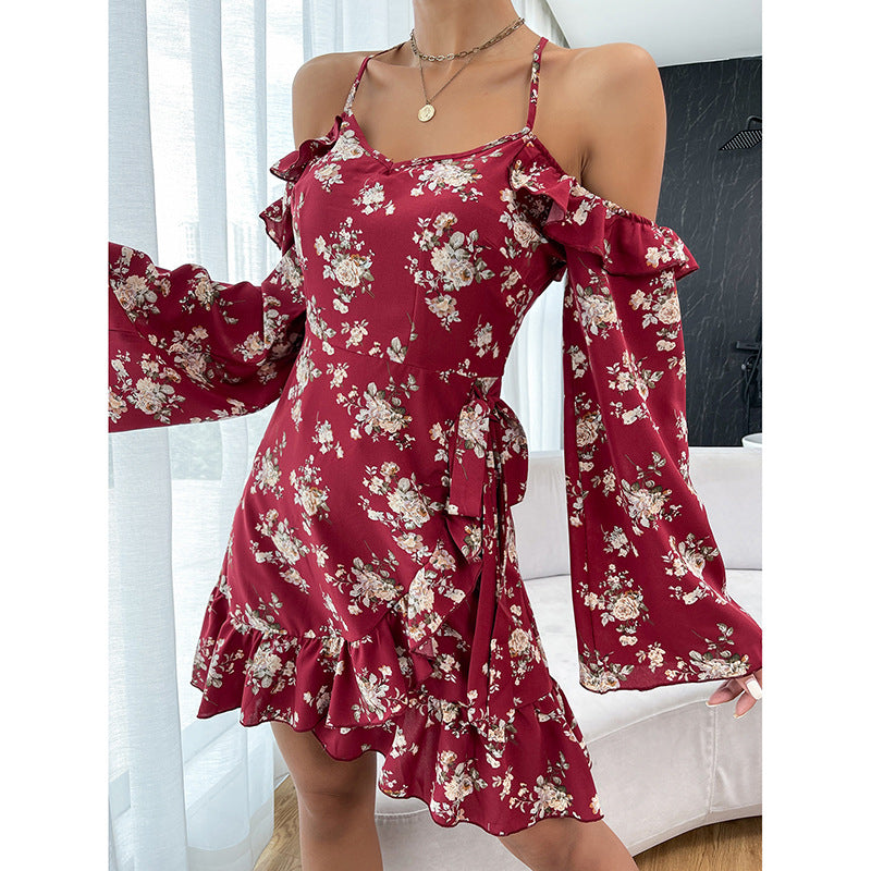 Off Shoulder Floral Cami Dress in - by Malbusaat
