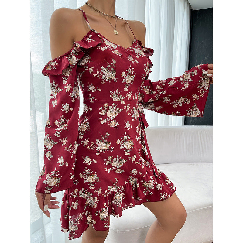 Off Shoulder Floral Cami Dress in - by Malbusaat