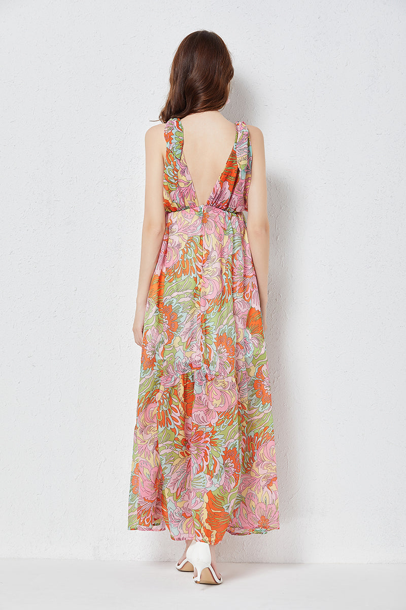 Printed Sleeveless Sling Dress in - by Malbusaat