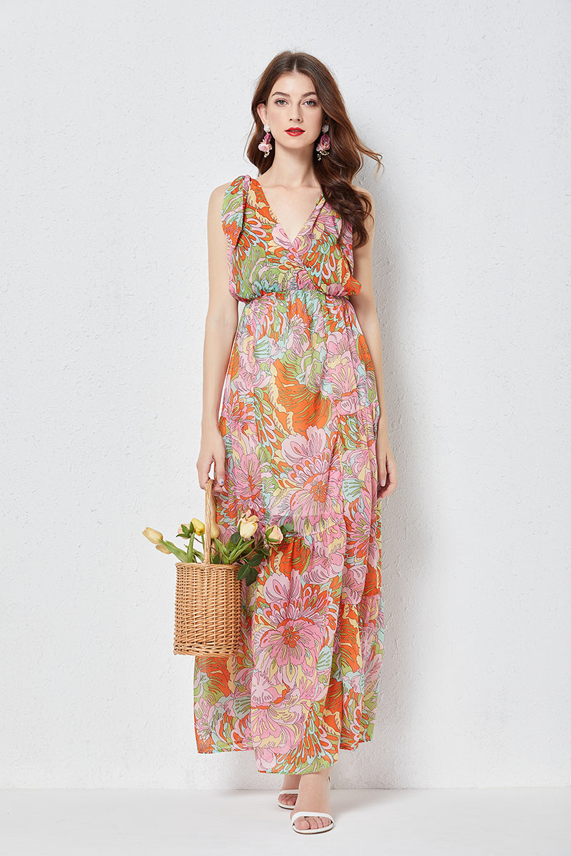 Printed Sleeveless Sling Dress in - by Malbusaat
