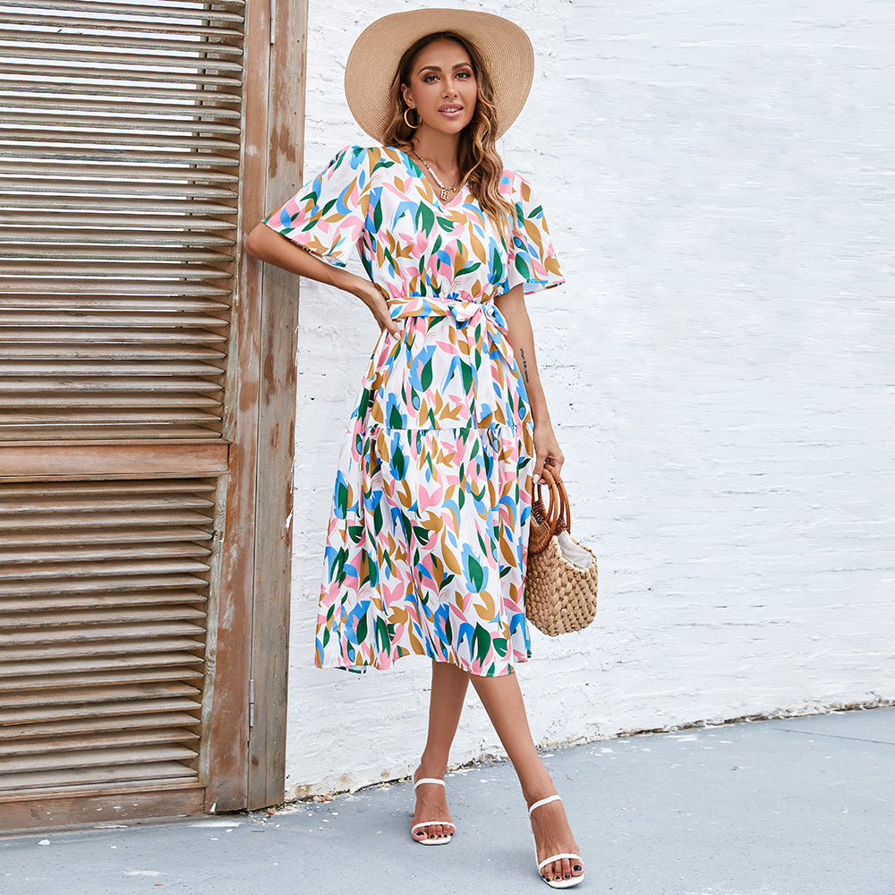 Puff Sleeve High Waist Midi Dress in - by Malbusaat