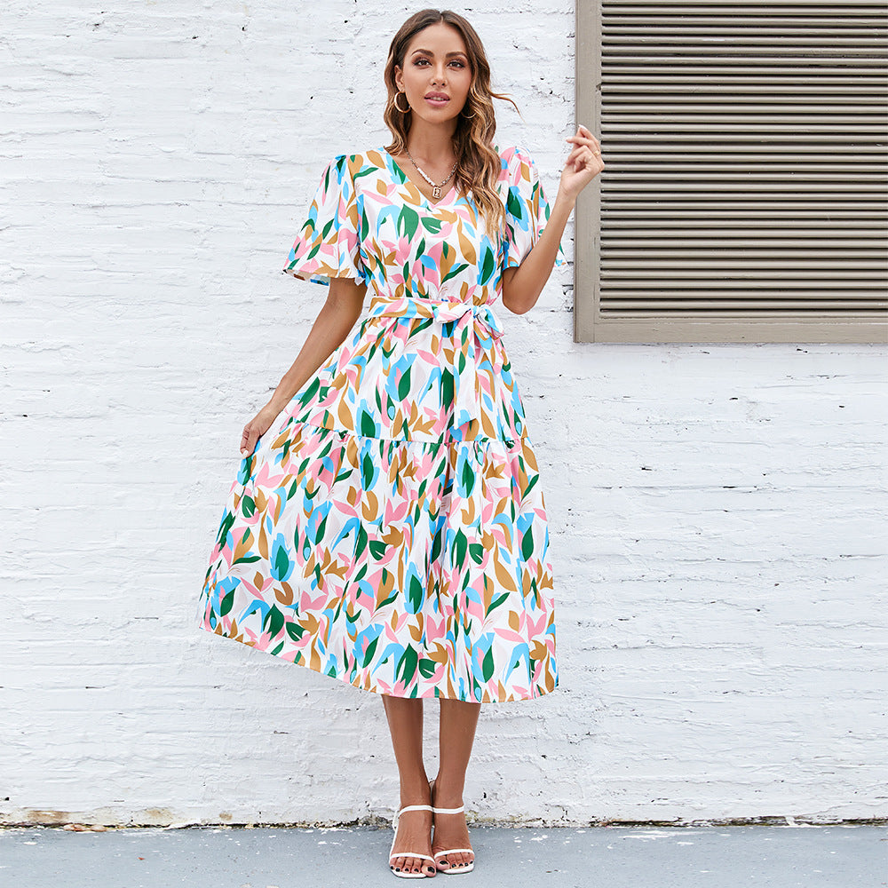 Puff Sleeve High Waist Midi Dress in - by Malbusaat