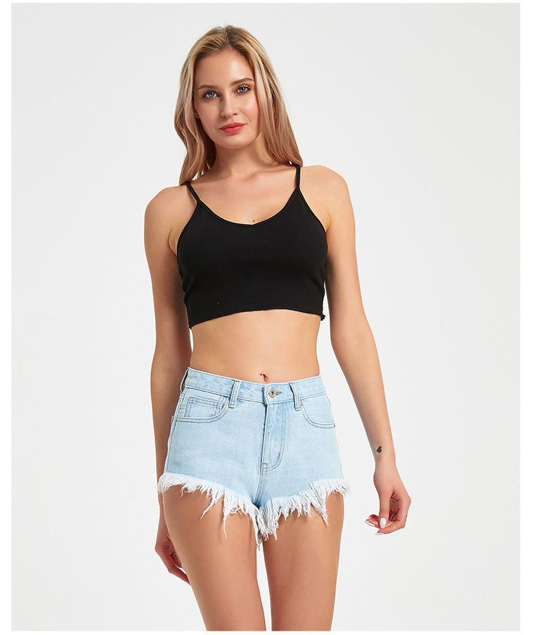 Raw Edge Short Denim Shorts in - by Malbusaat