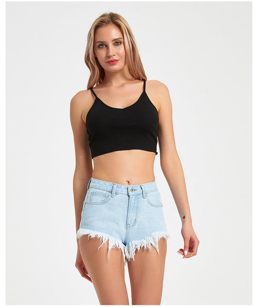 Raw Edge Short Denim Shorts in - by Malbusaat