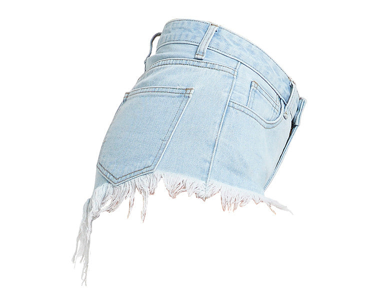 Raw Edge Short Denim Shorts in - by Malbusaat