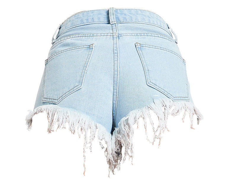 Raw Edge Short Denim Shorts in - by Malbusaat