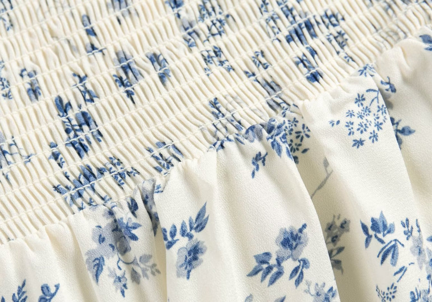 Square Collar Pleated Print Dress in - by Malbusaat