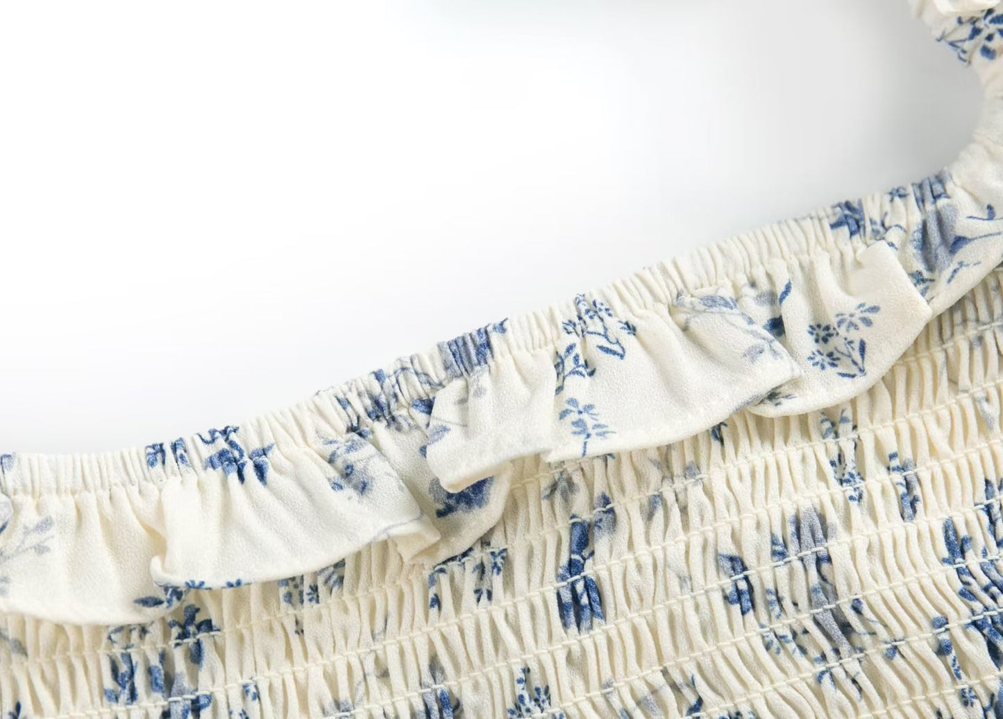 Square Collar Pleated Print Dress in - by Malbusaat