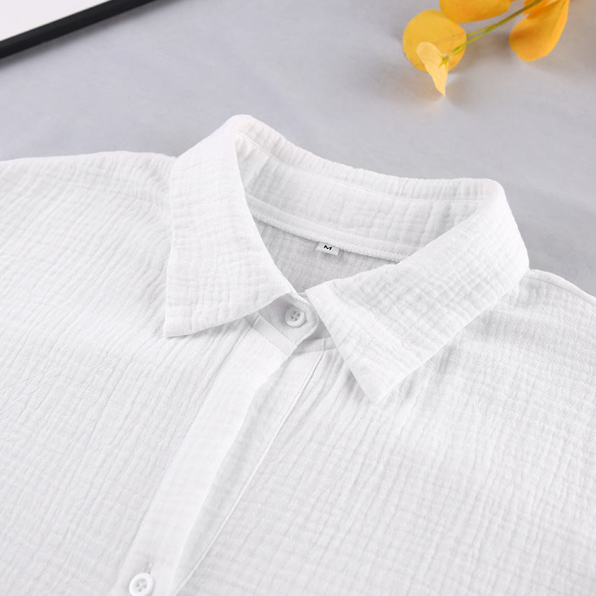 Two-Piece Set Lapel Cotton Pyjamas in - by Malbusaat