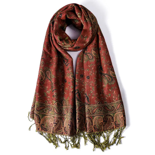 Vintage Cashmere Feeling Warm Scarf in Red - Scarves by Malbusaat