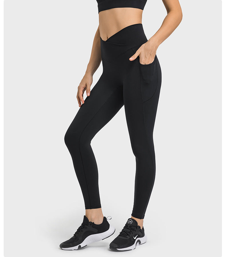 Cross Waist Sports Fitness Tights in - by Malbusaat