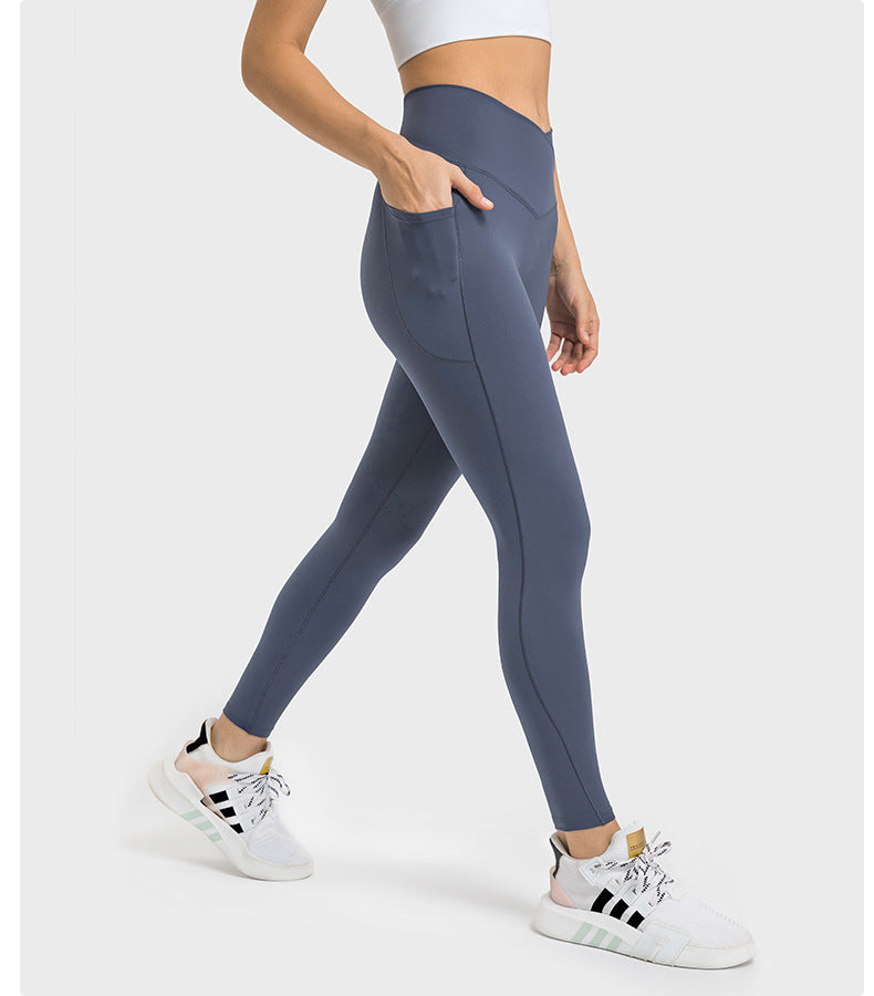 Cross Waist Sports Fitness Tights in - by Malbusaat