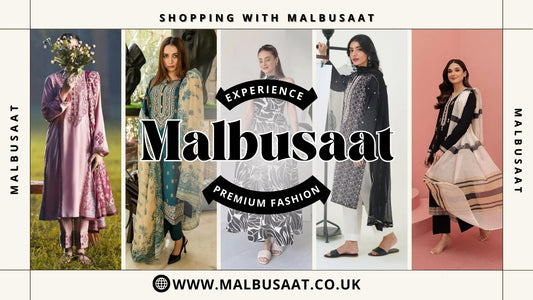 Affordable Pakistani dresses online UK collection featuring diverse traditional and modern styles from Malbusaat