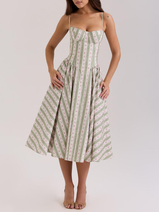 Green Beach Vacation Dress in - by Malbusaat