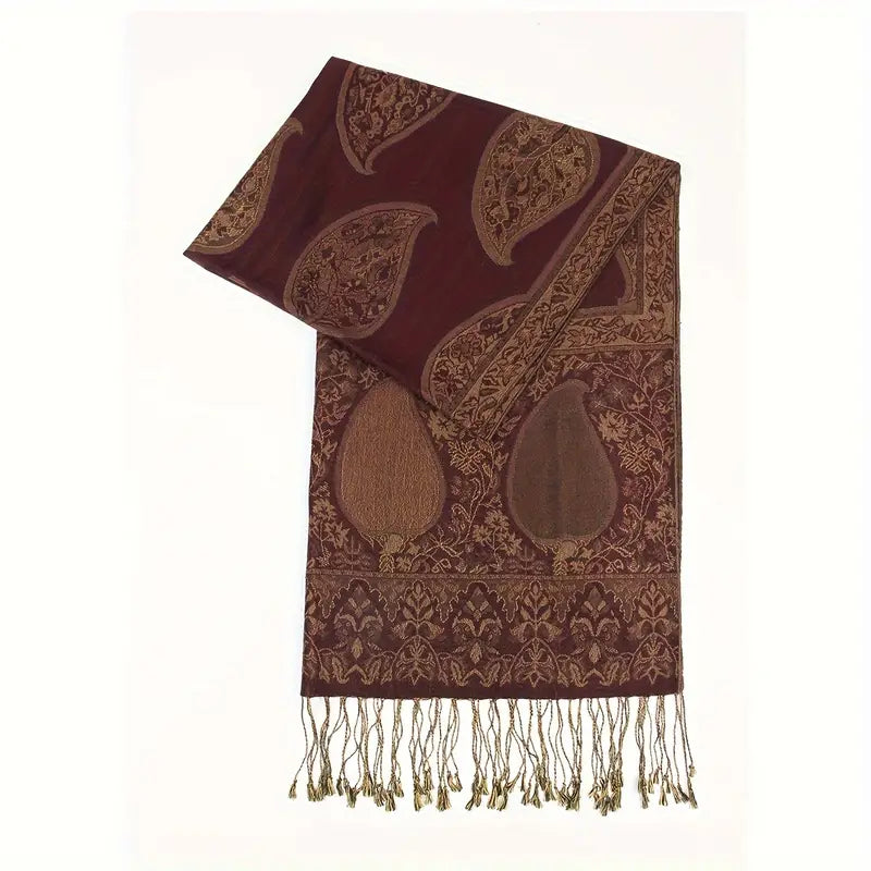 Luxury Paisley Jacquard Tassel Scarf, Vintage Classic Scarves | Women Scarves | Women Scarves | www.malbusaat.co.uk