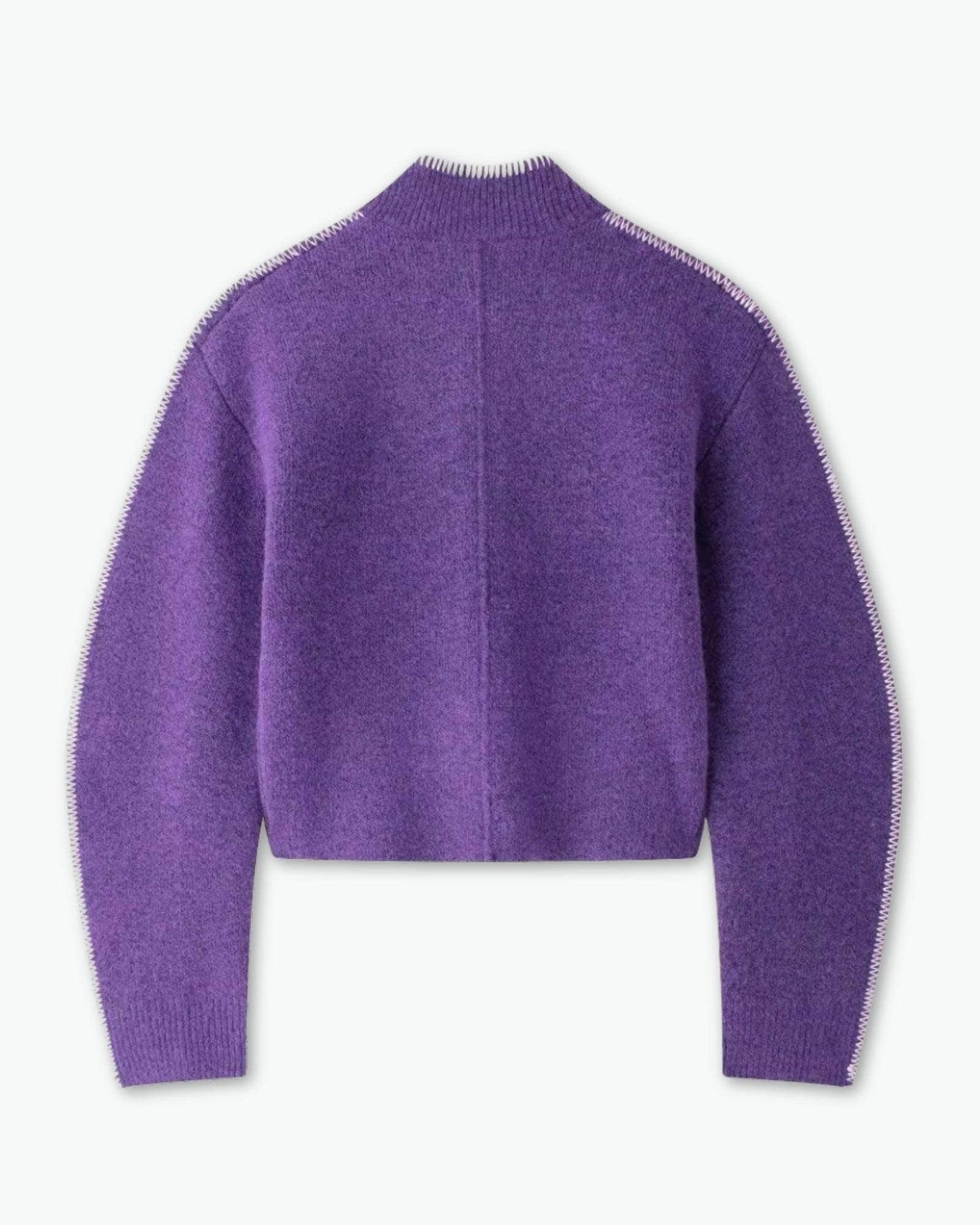 Purple High Collar Knit Cardigan