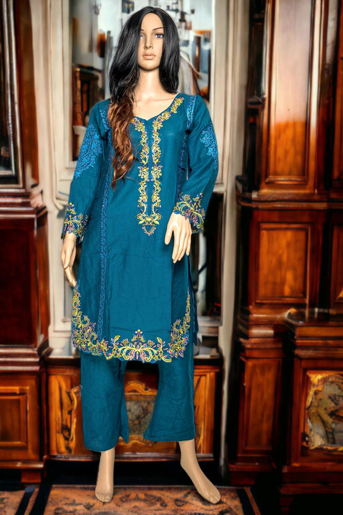 Shop 2PCS EMBROIDERED COTTON DRESS by Malbusaat, versatile Pakistani Dress at Malbusaat. Ready-made desi suits, Pakistani designer dresses online UK.