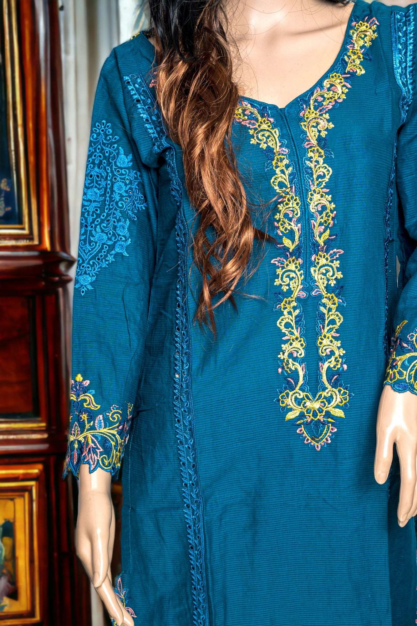 Shop 2PCS EMBROIDERED COTTON DRESS by Malbusaat, versatile Pakistani Dress at Malbusaat. Ready-made desi suits, Pakistani designer dresses online UK.