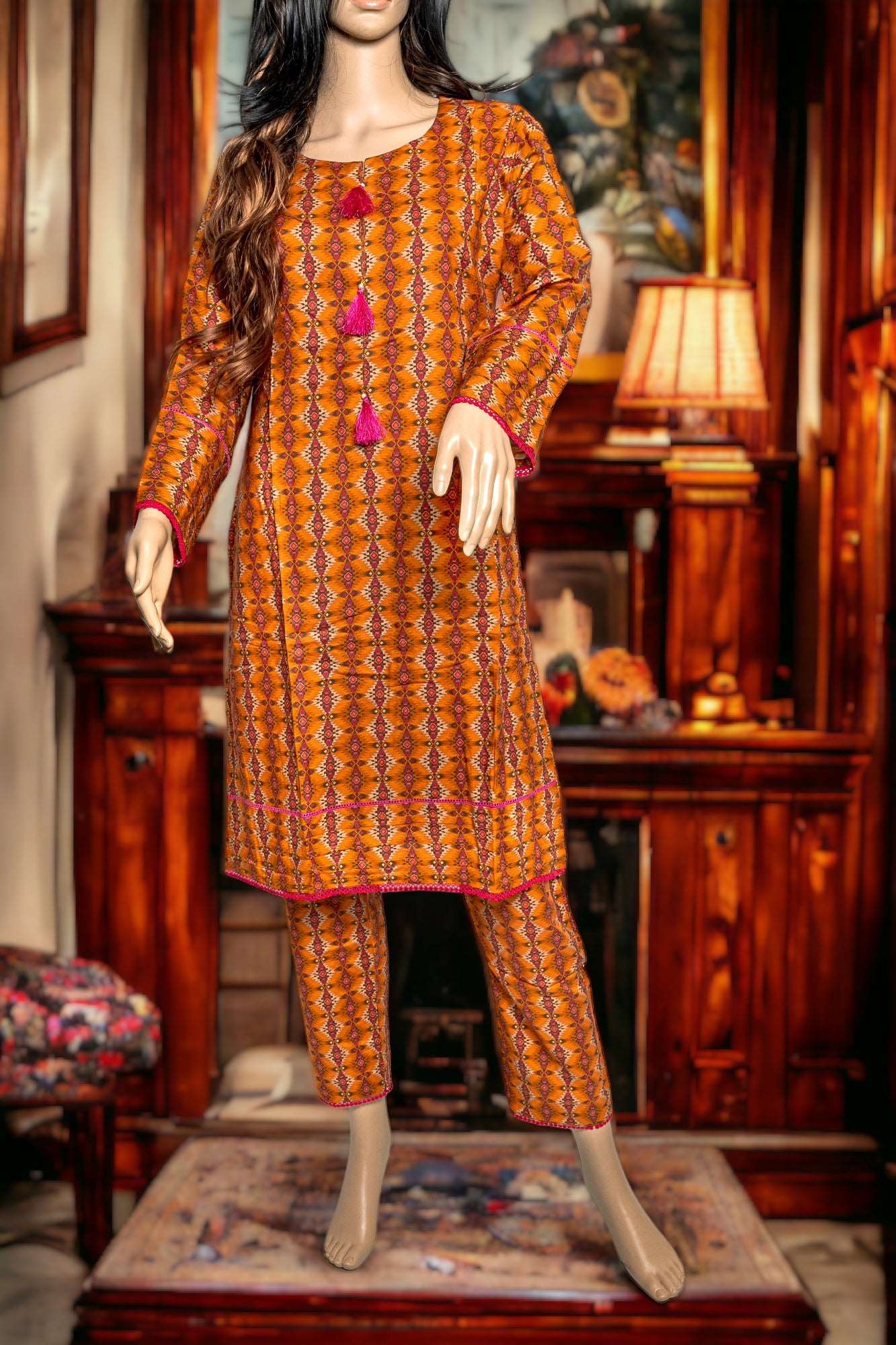 Shop 2PCS OVERALL MARINA DRESS by Malbusaat, versatile Pakistani Dress at Malbusaat. Ready-made desi suits, Pakistani designer dresses online UK.