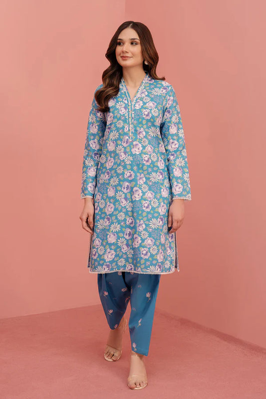Digital Printed 2 Piece Straight Shirt with Trousers Set