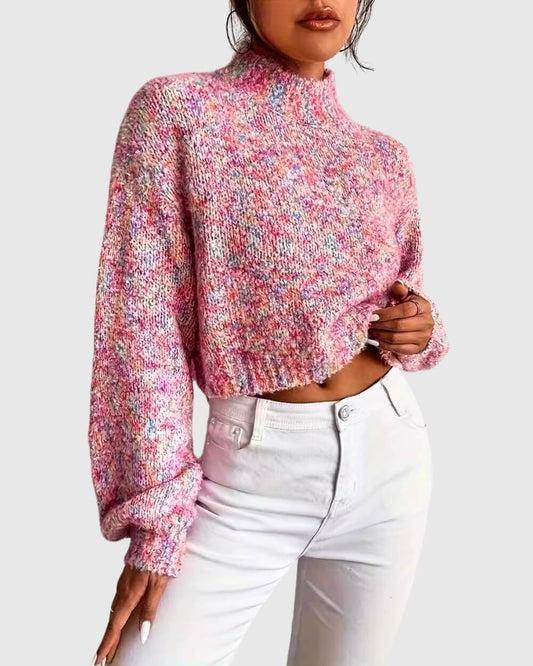Pink Mock Neck Sweater in - Sweater by Malbusaat