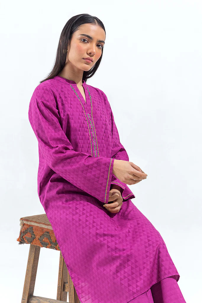 Casual 2 Piece Embroidered Self Jacquard Suit (Pret) in - by Malbusaat