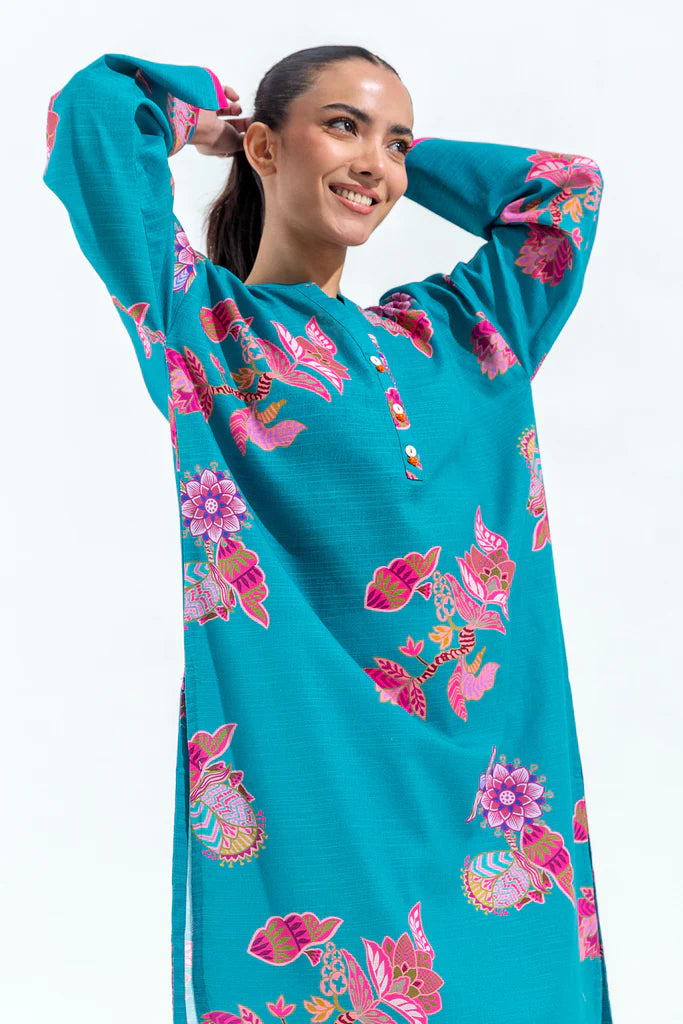 Printed Slub Khaddar Shirt (Pret) | Kurta Pakistani | Kurta Pakistani | www.malbusaat.co.uk